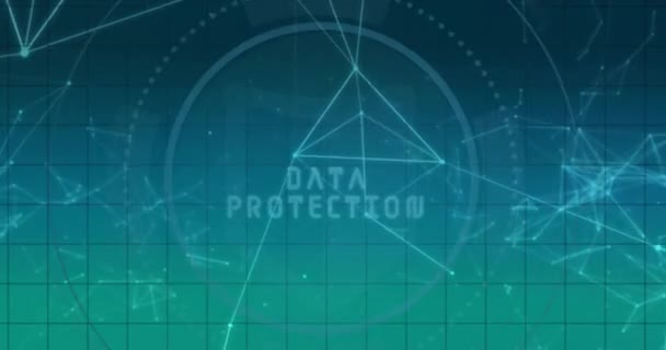 Animación Texto Protección Datos Escáner Seguridad Biométrica Través Redes Procesamiento — Vídeo de stock