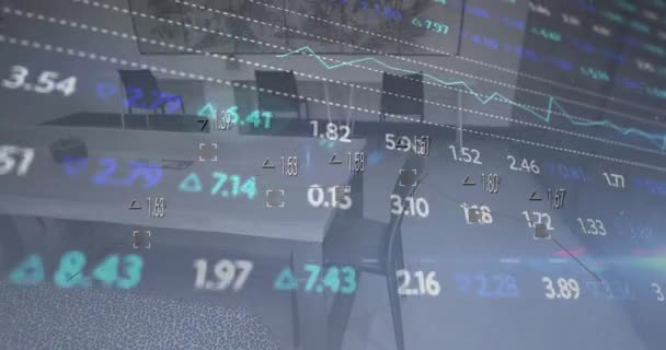 Animation Traitement Des Données Financières Sur Bureau Vide Concept Global — Video