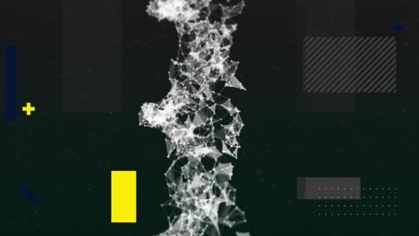 在黑色背景上连接网络在形状上的动画 全球技术 计算和数字接口概念数字生成视频 — 图库视频影像