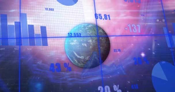 Animación Del Procesamiento Datos Todo Mundo Conexiones Globales Computación Procesamiento — Vídeo de stock