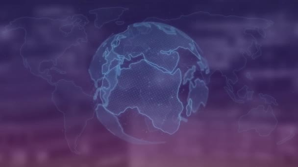 Animacja Wirującego Kuli Ziemskiej Mapie Świata Koncepcja Globalnego Biznesu Cyfrowego — Wideo stockowe