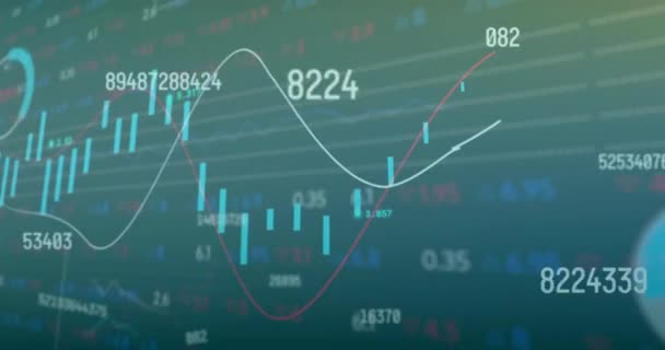 Animación Diagramas Procesamiento Datos Sobre Fondo Verde Concepto Negocio Global — Vídeo de stock