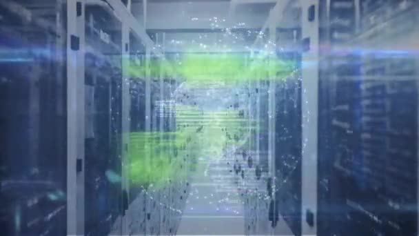 Animazione Dell Elaborazione Digitale Dei Dati Server Informatici Connessioni Globali — Video Stock