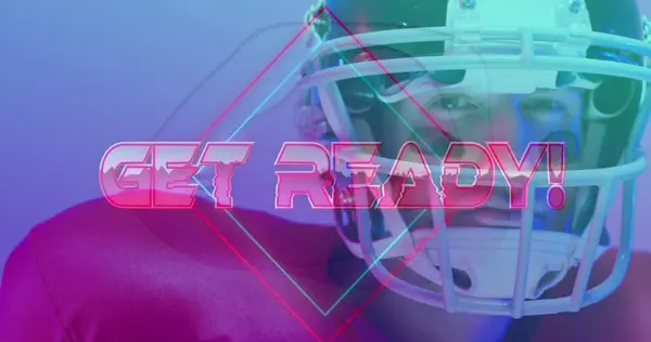 Image Get Ready Text Neon Shapes American Football Player Neon — Stock Photo, Image