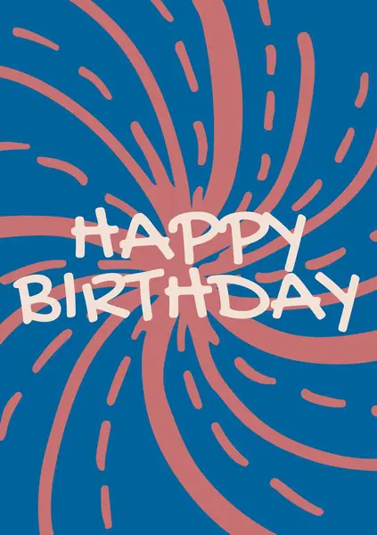 Composite of happy birthday text over orange pattern on blue background. Birthday, birthday party and celebration concept digitally generated image.