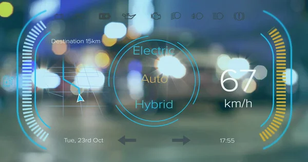 Imagen Del Procesamiento Datos Del Velocímetro Del Coche Eléctrico Sobre —  Fotos de Stock