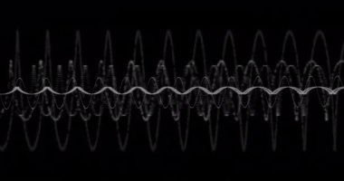 Siyah arkaplanda hareket eden beyaz çizgilerin animasyonu. Şekiller ve şablon konsepti dijital olarak oluşturulmuş video.