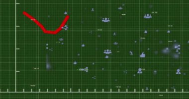 Simgelerle bağlantı ağı üzerinden finansal veri işleme animasyonu. Küresel finans, iş, bağlantılar, hesaplama ve veri işleme kavramı dijital olarak oluşturulmuş video.