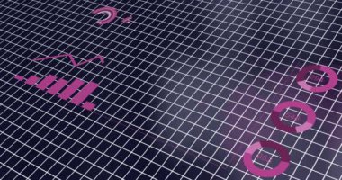 Karanlık arka planda finansal veri işleme animasyonu. Küresel finans, iş, bağlantılar, hesaplama ve veri işleme kavramı dijital olarak oluşturulmuş video.