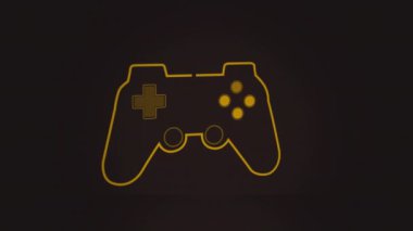 Siyah arkaplanda neon oyun alanı animasyonu. Oyun ve dijital arayüz kavramı dijital olarak oluşturulmuş video.