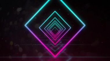 Siyah arkaplanda hareket eden neon şekillerin animasyonu. Renkler, soyutlama ve şablon konsepti dijital olarak oluşturulmuş video.
