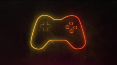 Siyah arkaplanda sarı neon av alanı animasyonu. Renkler, soyutlama ve şablon konsepti dijital olarak oluşturulmuş video.