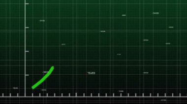 Siyah arka planda diyagram ve veri işleme animasyonu. Küresel iş ve dijital arayüz kavramı dijital olarak oluşturulmuş video.