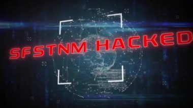 Tüm dünyada metin ve veri işleme sisteminin animasyonu. Küresel güvenlik ve dijital arayüz kavramı dijital olarak oluşturulmuş video.