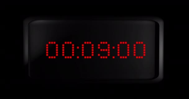 红色数字计时器在黑色背景上变化的动画 数字视频的时间 数字接口和数据处理概念 — 图库视频影像