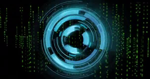 Animáció Távcső Szkennelés Bináris Kódolás Globális Technológia Digitális Interfész Koncepció — Stock videók
