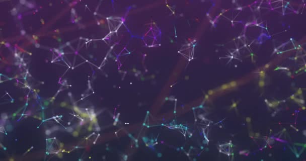 Animation de formes colorées se déplaçant sur fond noir. Technologie globale et concept d'interface numérique vidéo générée numériquement.