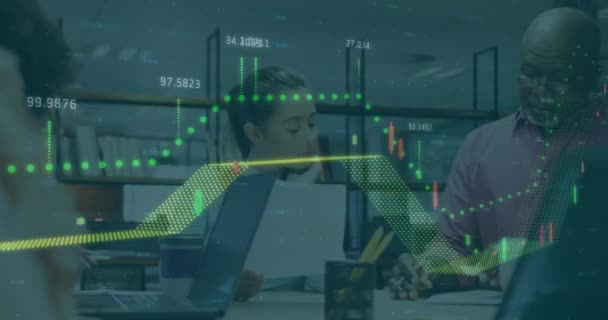 Animación Del Procesamiento Datos Financieros Través Diversos Empresarios Cargo Finanzas — Vídeos de Stock