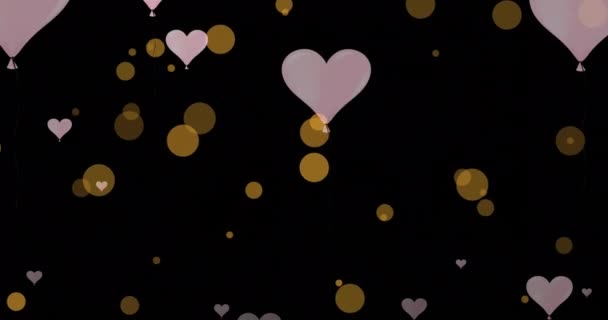 Animazione Cuori Galleggianti Macchie Sfondo Nero Modello Concetto Amore Video — Video Stock