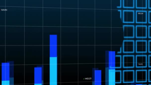 Animação Processamento Dados Financeiros Sobre Fundo Mapa Mundial Conceito Finanças — Vídeo de Stock