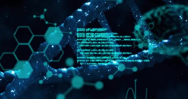 Animatie Van Virussen Hersenen Gegevensverwerking Dna Zwarte Achtergrond Verbinding Wetenschap — Stockvideo