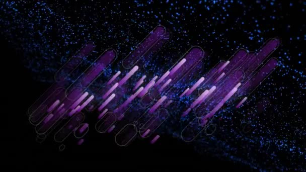 Animazione Percorsi Luce Rosa Ondulata Rete Blu Incandescente Sfondo Nero — Video Stock