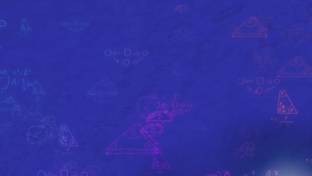 Анімація Математичних Рівнянь Синьому Фоні Освіта Технології Концепція Цифрового Інтерфейсу — стокове відео