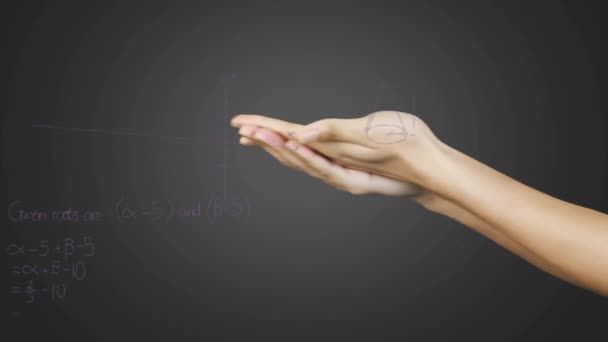 Анімація Мозку Рука Над Математичними Рівняннями Глобальна Наука Технологія Концепція — стокове відео