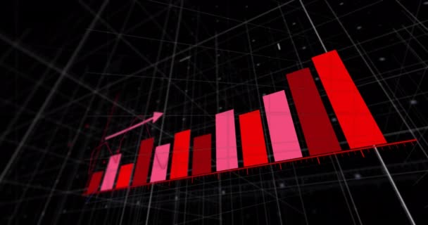 Animacja Statystyk Przetwarzanie Danych Finansowych Czarnym Tle Globalne Finanse Biznes — Wideo stockowe