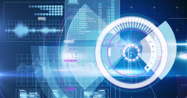 Dijital ekranda çeşitli veri işleme resimleri. veri işleme, teknoloji ve dijital arayüz kavramı dijital olarak oluşturulmuş görüntü.