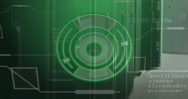 Sunucu odasında veri işleme ile tarama kapsamı resmi. Küresel teknoloji, çevrimiçi güvenlik ve dijital arayüz kavramı dijital olarak oluşturulmuş görüntü.