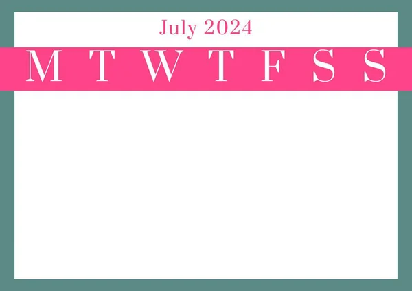 Organizing Schedules Calendar Template July 2024 Offers Clean Layout Planning — Stock Photo, Image