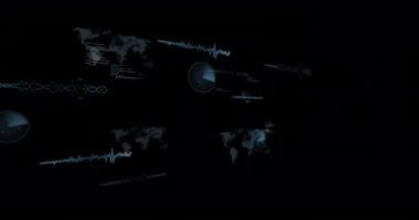 İstatistik ve veri işleme animasyonu. Küresel finans, iş, bağlantılar, hesaplama ve veri işleme kavramı dijital olarak oluşturulmuş video.