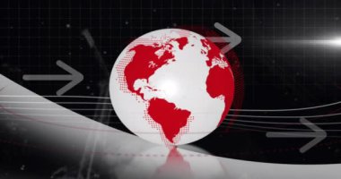 Dünya üzerindeki şekillerin ve okların animasyonu. Küresel iş ve dijital arayüz kavramı dijital olarak oluşturulmuş video.