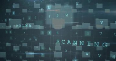 Bilgisayar devre kartından uyarı metni ve veri işleme animasyonu. Dijital olarak oluşturulmuş küresel bağlantılar, hesaplama ve veri işleme kavramı.