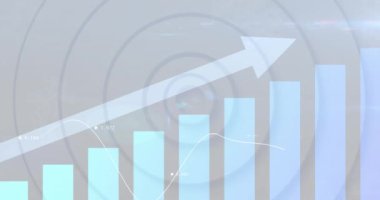 Daireler üzerinden istatistik ve veri işleme animasyonu. Küresel finans, iş, bağlantılar, hesaplama ve veri işleme kavramı dijital olarak oluşturulmuş video.