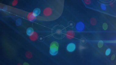 Animation of network of connections over light spots. Global business and digital interface concept digitally generated video.