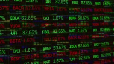 Siyah arkaplan üzerinden finansal veri işleme animasyonu. Küresel finans, iş, bağlantılar, hesaplama ve veri işleme kavramı dijital olarak oluşturulmuş video.