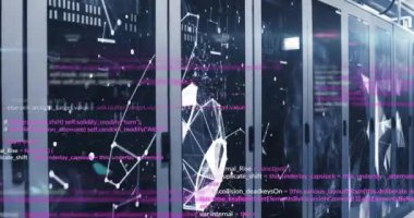 Animation of data processing over computer servers. Global business, finances, computing and data processing concept digitally generated video.
