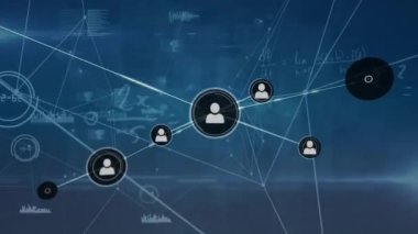 Sunucular üzerinden bağlantı ve veri işleme ağının animasyonu. Küresel finans, iş, bağlantılar, hesaplama ve veri işleme kavramı dijital olarak oluşturulmuş video.