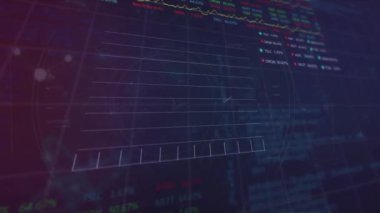 Grafik üzerinde yüzen ağın animasyonu ve kara arkaplan üzerinde veri işleme grafikleri. Veri, bağlantı, ağ, finans, dijital arayüz ve iletişim, dijital olarak oluşturulmuş video.