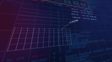 Şebeke üzerinde finansal veri işleme animasyonu. Küresel alışveriş, finans, bağlantılar, hesaplama ve veri işleme kavramı dijital olarak oluşturulmuş video.