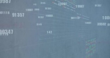 Şebeke üzerinde finansal veri işleme animasyonu. Küresel finans, iş, bağlantılar, hesaplama ve veri işleme kavramı dijital olarak oluşturulmuş video.