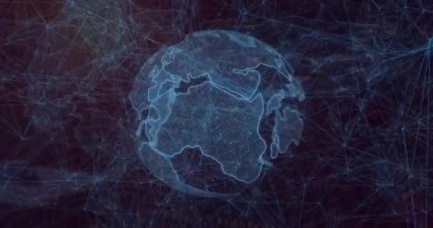 Анимизация Сети Связей Земным Шаром Карте Мира Глобальные Технологии Концепция — стоковое видео