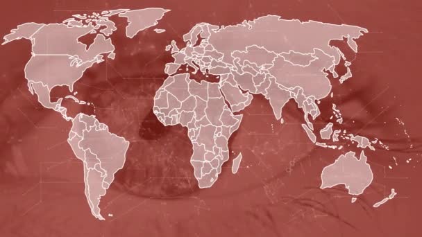 Animation Der Digitalen Datenverarbeitung Über Den Hintergrund Der Weltkarte Globale — Stockvideo