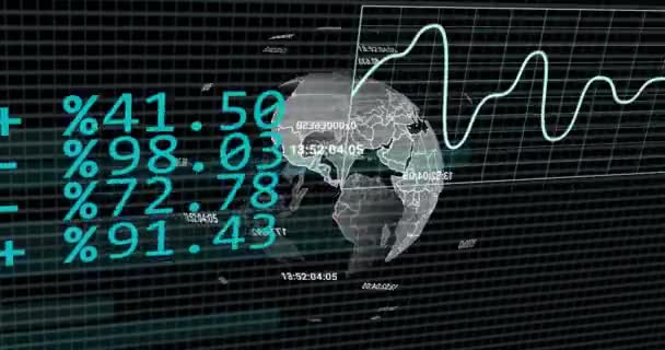 Animación Del Procesamiento Datos Codificación Binaria Globo Sobre Fondo Negro — Vídeo de stock