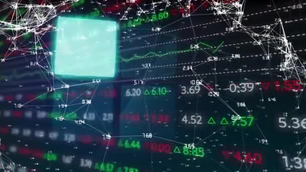 Animación Del Procesamiento Datos Financieros Través Red Conexiones Finanzas Globales — Vídeos de Stock