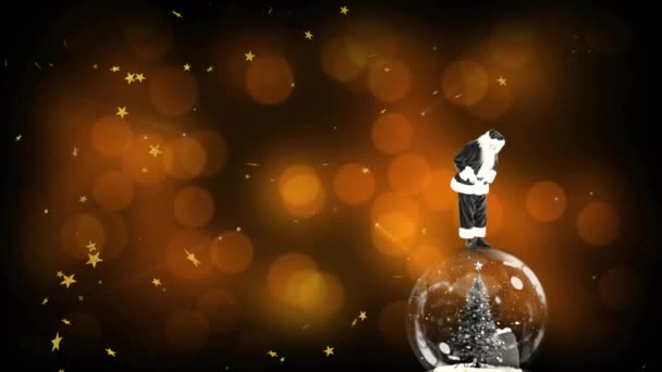 Animace Sněhu Padajícího Vánoční Sněhovou Kouli Santa Clausem Vánoce Slavnost — Stock video