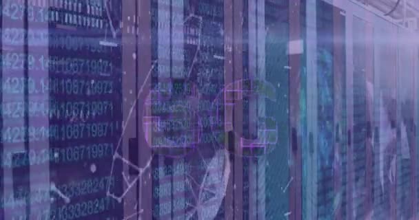 Анімація Тексту Обробка Даних Над Комп Ютерними Серверами Концепція Глобальних — стокове відео