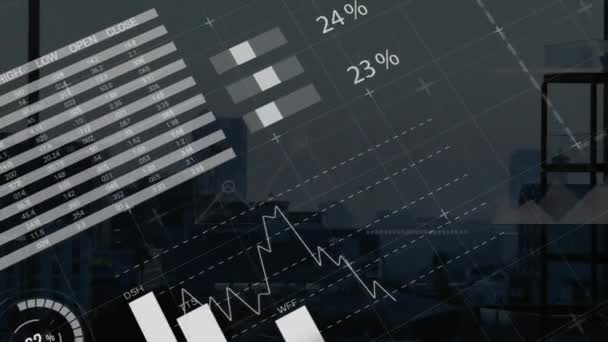 Animace Zpracování Finančních Údajů Celé Krajině Globální Finance Obchod Připojení — Stock video